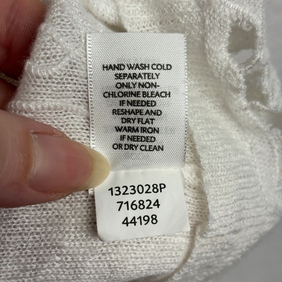 J Jill Knit Floral Sweater White Linen Blend L Petite Sheer - Picture 4 of 7